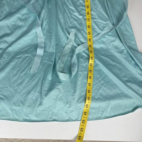 Vintage Lorraine Light Blue Lace Trim Nylon Nightgown Multi Strap Midi Size 38 - Picture 9 of 10